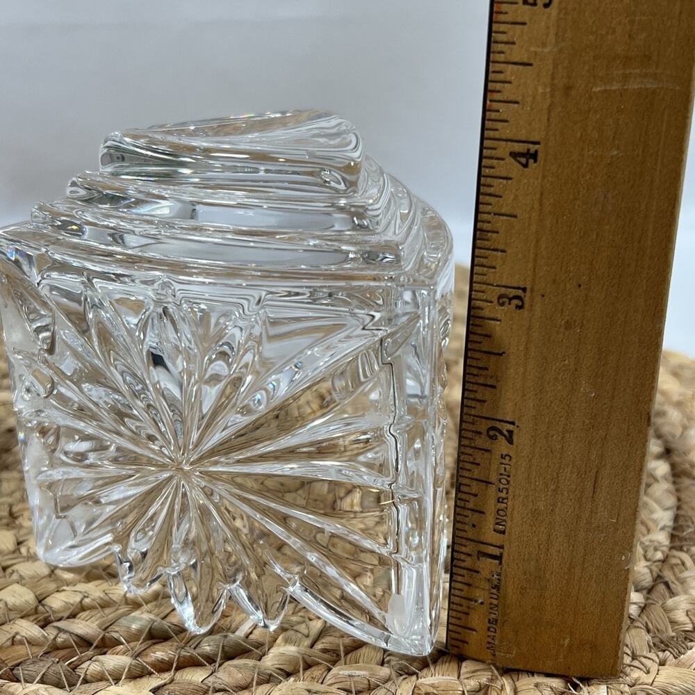 Vintage Mikasa Crystal Fire Blossom Triangle Votive Candle 2 Holders Triangular - Picture 11 of 12
